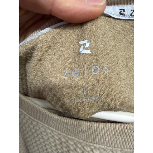 Women's Zelos Beige Textured Sweatshirt L - Picture 2 of 3